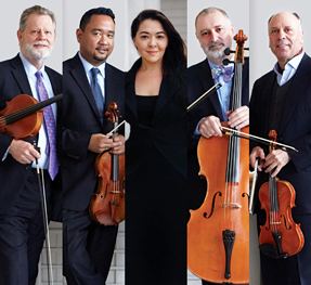 Cindy Cox onstage with Alexander String Quartet